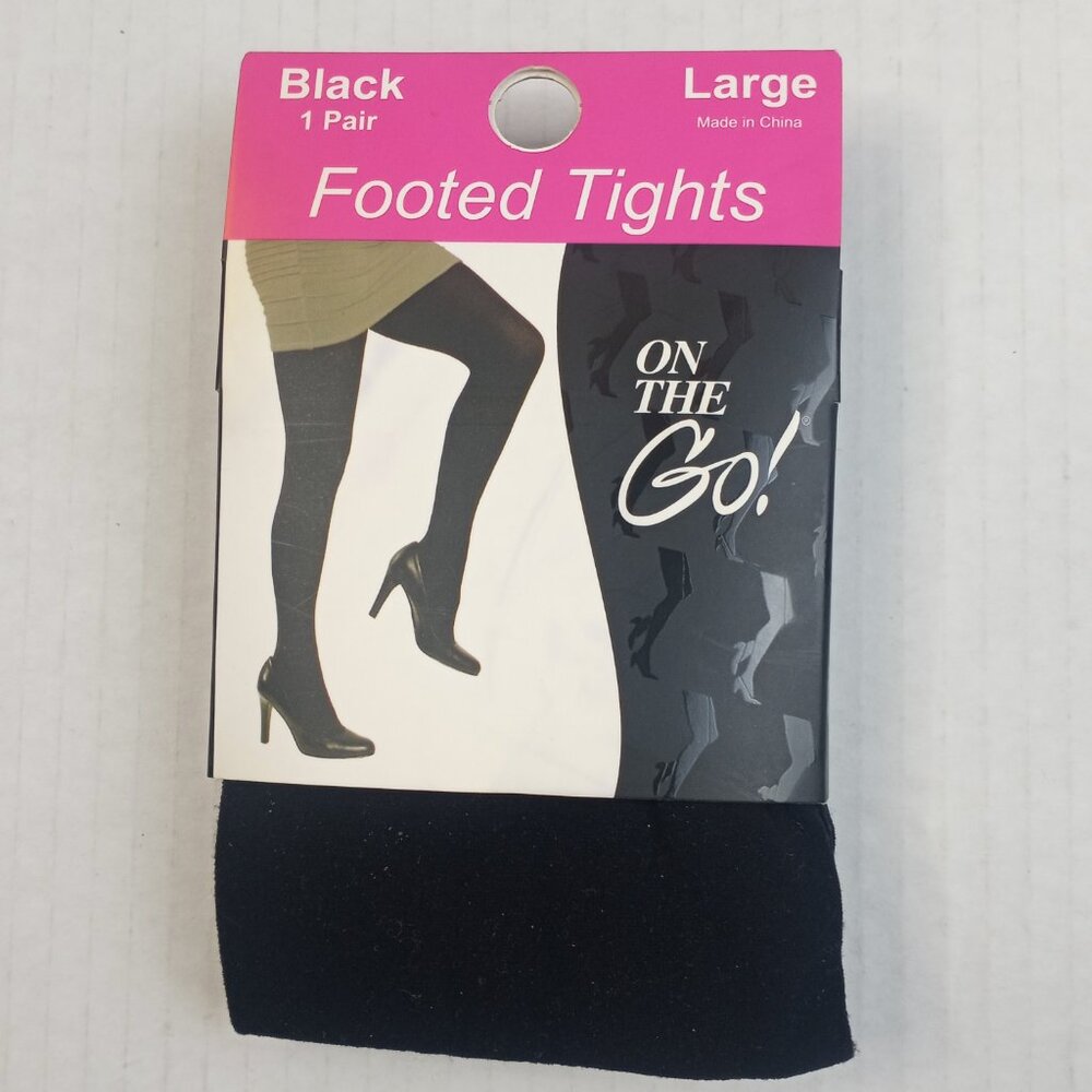 On The Go Black Footed Tights